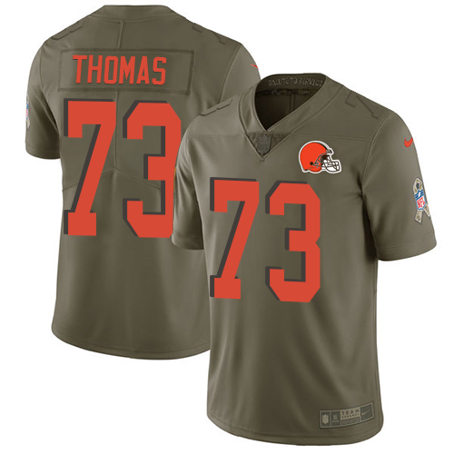 Nike Browns #73 Joe Thomas Olive Men's Stitched NFL Limited Salute To Service Jersey